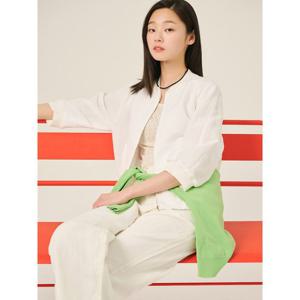 [빈폴레이디스] 7부 리넨 보머 점퍼 화이트 (BF5439C051)