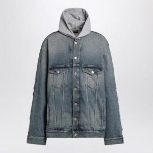 BALENCIAGA Denim and fleece cotton jacket with logo 825285THW25QBALEN-4245