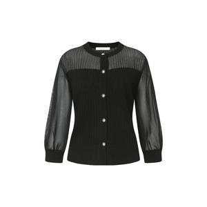 (JJ지고트) 린넨 시스루 배색 버튼 니트 GR4A1PO311