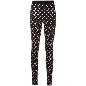 마린세르 Black Fuseaux Crescent Moon Print Leggings WPA111ACJER0001 TP717437212