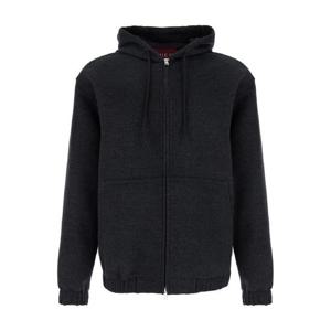 GUCCI 앞면에 로고 자수가 있는 울 맨 그레이 후드 재킷 813985ZAR461102