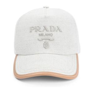 프라다 자수 로고 커브 브림 가죽 트림 캡 2HC179ZPX F0018 F00