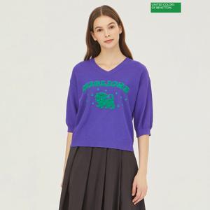 베네통 링구 자수 브이넥 니트 BAKPF4441