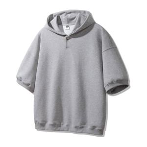 앨빈클로 무지 스냅 버튼 오버핏 반팔 후드티 AST3507 (3 COLOR)