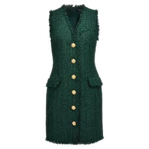 Balmain 슬리브리스 트위드 드레스 BF1R5533XF91 7CX TP946368089
