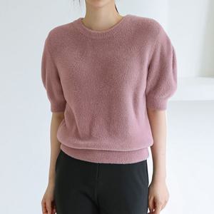 [바네사빈]fw)보송보송 라운드 반팔 니트 v00777