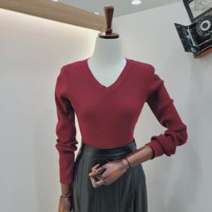 [비지트인뉴욕]기본 폴리 브이넥골지니트티셔츠VA9LK92K_US