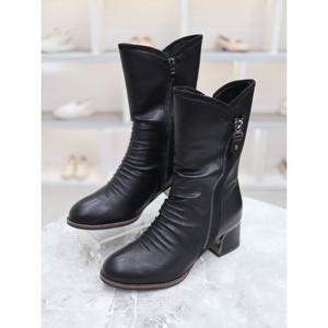 [블리아르]셔링 기모안감 미들 굽 하프 부츠 5cm BLMD500215_GN