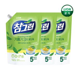 참그린 레몬 녹차 기름기 뽀드득 1.2L 리필 x 3개