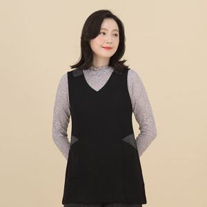 애비뉴투지 엄마옷 브이 라인 배색 봄 가을 주머니 조끼 V09015