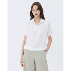 헤지스 여성 24SS 가격인하스테디셀러화이트  면혼방 반팔카라티셔츠 WSTS4B305WT