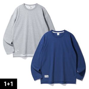 [2PACK]앨빈클로 더블코튼 무지 오버핏 긴팔티셔츠 2종 패키지