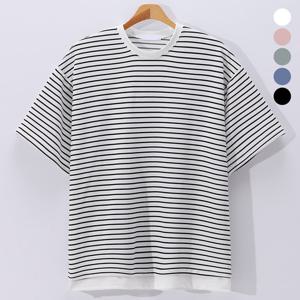 [후앙스] 오버핏 링클프리 단가라 레이어드 반팔티 BMRT9269