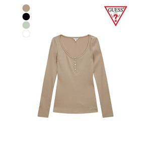 [게스]W2YP46KBCO2 보석단추 헨리넥 골지 긴팔티 YM3K2302