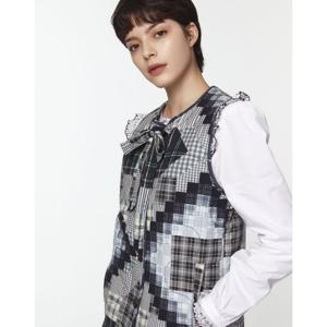 라움 여성  시즌오프DAMSON MADDER 네이비 패턴 면 베스트 CWVE3F676MU