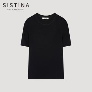 [SISTINA] 인기 슬림 리브 라운드넥 니트_ASKPOO21530_BK