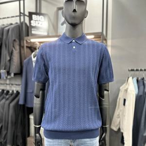 [바쏘옴므]남성 여름 빗살무늬 카라 반팔 니트 WSY2WT21