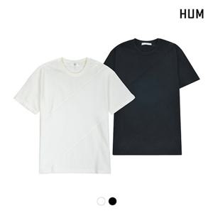 [HUM]남) 미니쭈리 사선배색 절개 티셔츠(H172M025A)