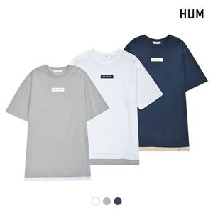 [HUM]유니) 아트웍 밑단 배색 티셔츠(H172U011A)