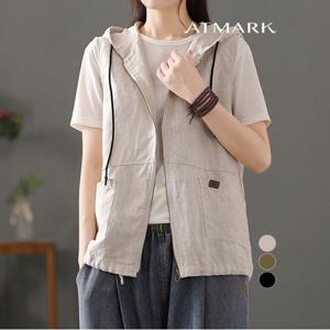 ATMARK (77까지)캐주얼후디드집업베스트_AA46VT001G