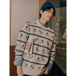 [빈폴멘] [Print Bakery] 청둥오리 올오버 인타샤 니트  아이보리 (BC4951K020)