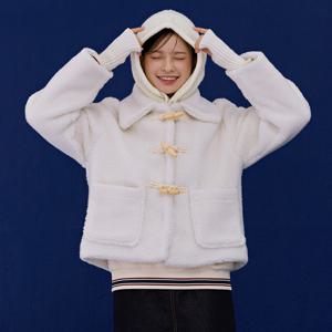 여성 보아 더플 누빔 반코트-DFRG4375D0A