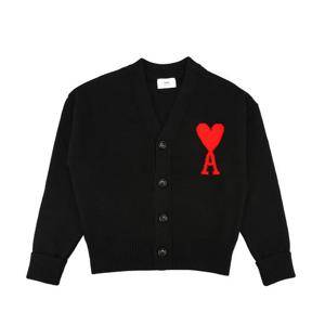 24FW 아미 BFUKC002 018 009 빅 하트 로고 울 가디건 블랙