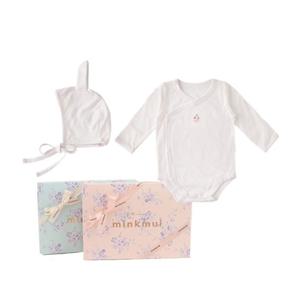 [밍크뮤]SC 선물포장(핑크)필라젠SET배내바디슈트(3517004013)모자세트 신생아 실내우주복 A
