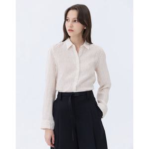 헤지스 여성 24SS 가격인하린넨100%스테디셀러카멜 스트라이프 긴팔 셔츠 WSSH4B310CM