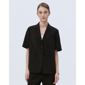 헤지스 여성 24SS 50%세일블랙 단색 반팔자켓 HSJA4BP34BK