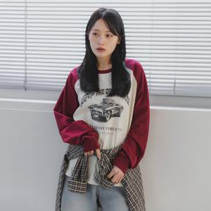 앨빈클로 빈티지 자동차 래글런 오버핏 긴팔티 AVT378 (4 COLOR)