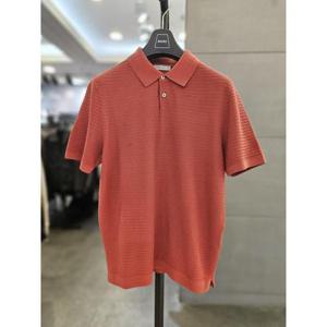 바쏘옴므 세이브존03 바쏘옴므 24 코랄레드 골지 면 혼방 PK카라 반팔 니트 WSAGY2WT55ACOA