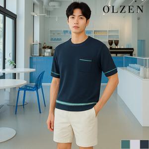 [올젠] 솔리드 라운드 반팔 니트 (ZAD2ER1903)