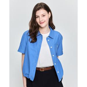 헤지스 여성 25SS 시즌오프반팔 셔츠 재킷 블루 HSSH5B305B2