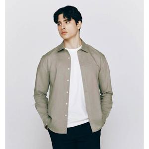[지오다노]남자 기본 레귤러핏 코튼/린넨 긴팔 셔츠 045505
