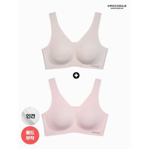 [크로커다일 이너웨어]라이크라 인견쉘론 몰드부착 V넥 감탄브라 2종 CDWBR5N2730
