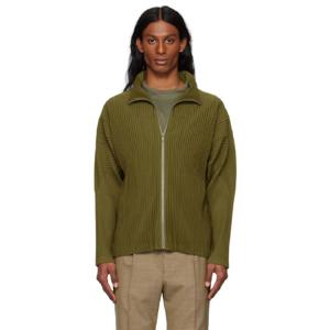 25 FW Homme Plisse Issey Miyake 남성 카키 컬러 플리츠 스웨터 251729M180006