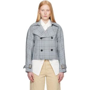 25 FW 버버리 여성 블루 체크 실크 트렌치 재킷 251376F067004