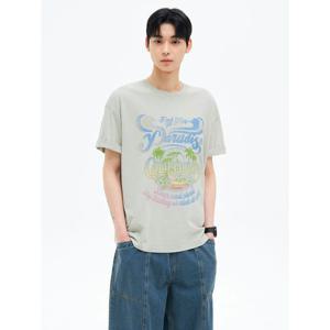 (425542LC6L) [에잇세컨즈] 트로피컬 가먼트 다잉 반팔티  라이트 그린