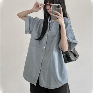 아트박스/라이니 박시핏 반팔 데님 셔츠 자켓 to-2460c