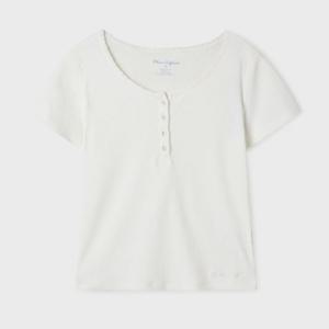 [후아유]여성 Eyelet Henry Neck T-shirt WHRAF3761F