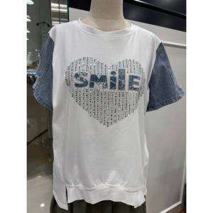 [르니앤맥코이]큐빅 스마일데님로고 티셔츠MM05TS707