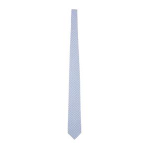 페라가모 라이트 블루 지오메트릭 패턴 슬림 실크 타이 784208