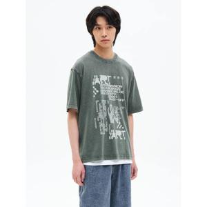 (455642LY2M) [에잇세컨즈] 빈티지 가먼트 다잉 반소매 티셔츠  그린