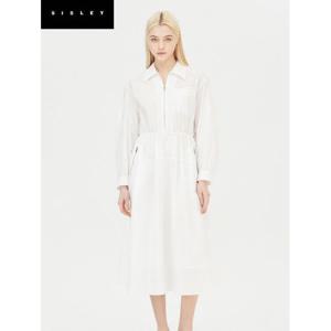 [시슬리]하프 집업 벨티드 롱 원피스_SAOP32431