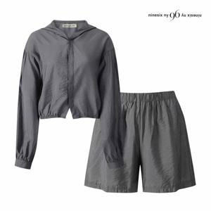 [나인식스뉴욕] 후드 숏 블라우스 앤 팬츠 셋업 (NP7ST006M0)
