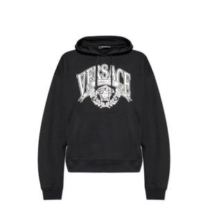 Versace 로고 프린트 드로스트링 후드티 10213441A15910 1B000 TP947143736