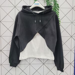 [에꼴리에]사선 레이어드 후드 세트티 24A3459_GN