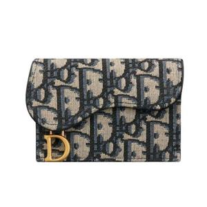 디올 Saddle Bloom 카드 지갑 블루 자카드 S5611CTZQM928