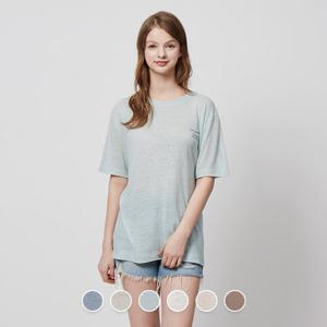 [지오다노/본사] 390502 여 린넨 프린트 반팔 티